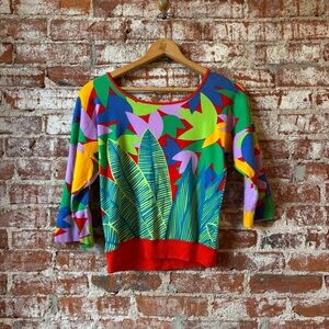 Vintage Colorful Tropical Print Women's Top